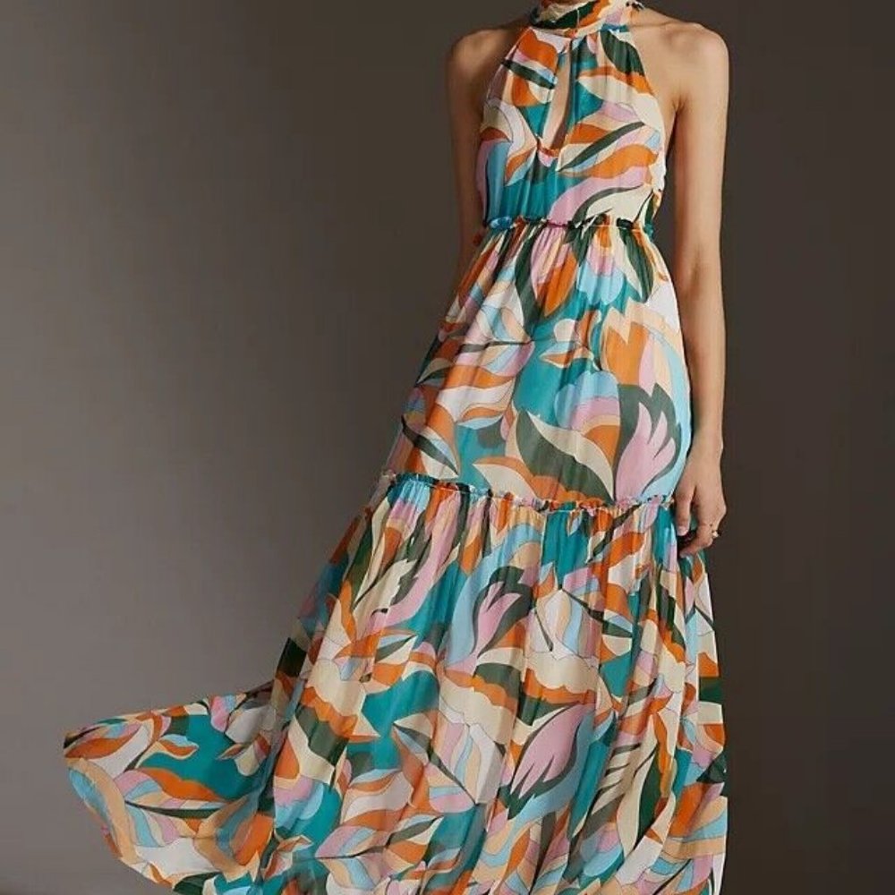 Anthropologie Maeve Keyhole Floral Maxi Dress